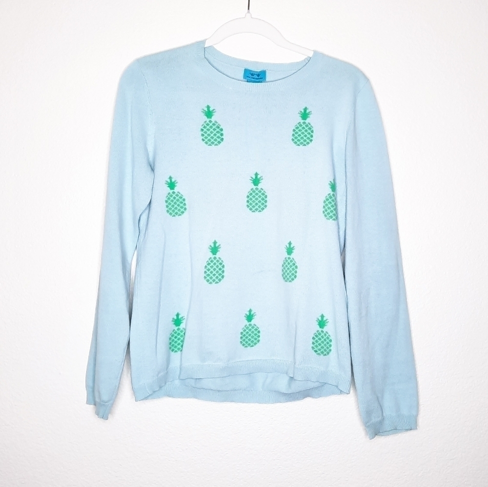 Two Bees Cashmere Blue Pineapple Sweater M